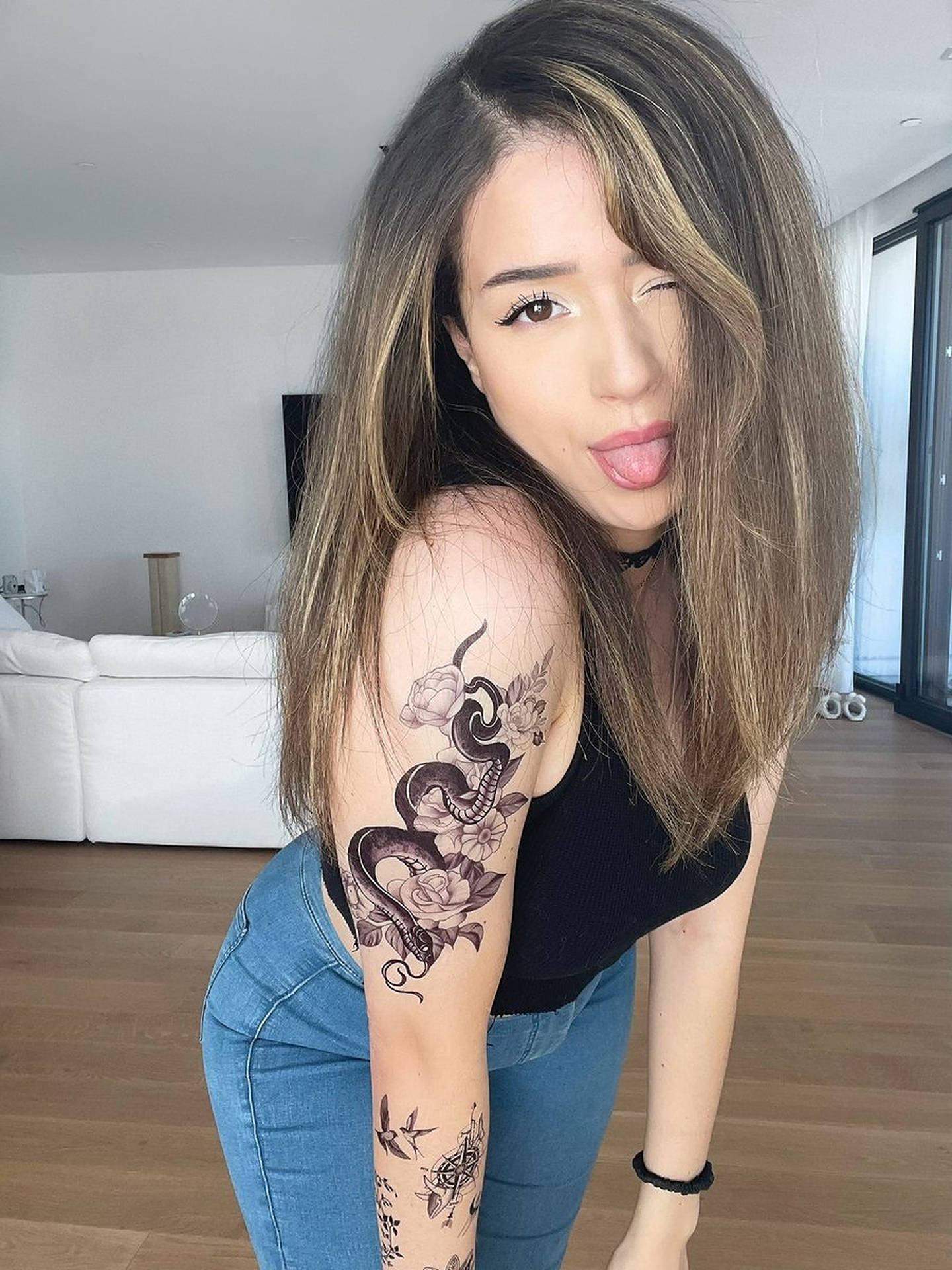 Download Pokimane Showing Off Tattoo Wallpaper