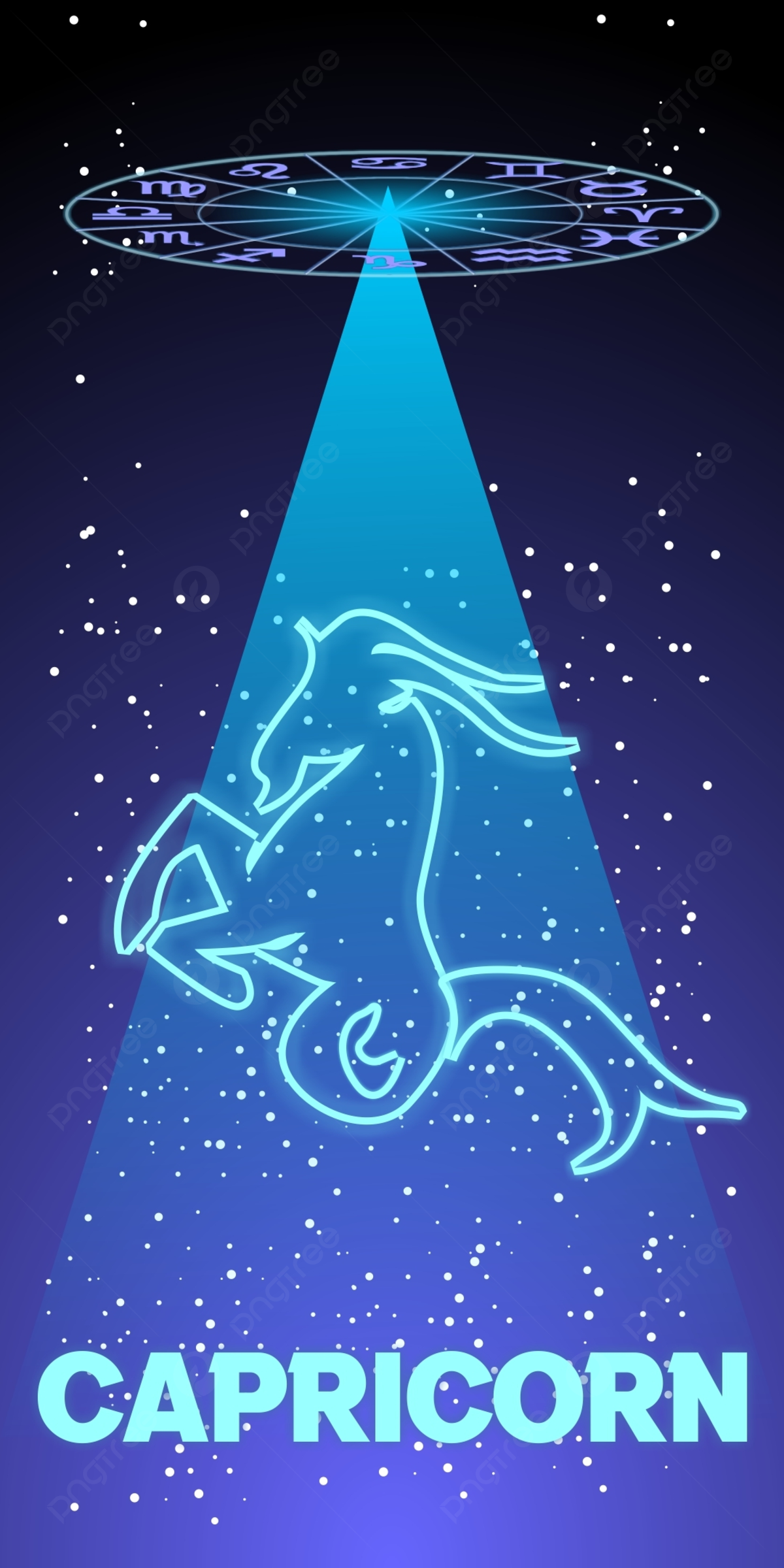 Capricorn Constellation In Space With A Holographic Zodiac Character Background Wallpaper Image For Free Download