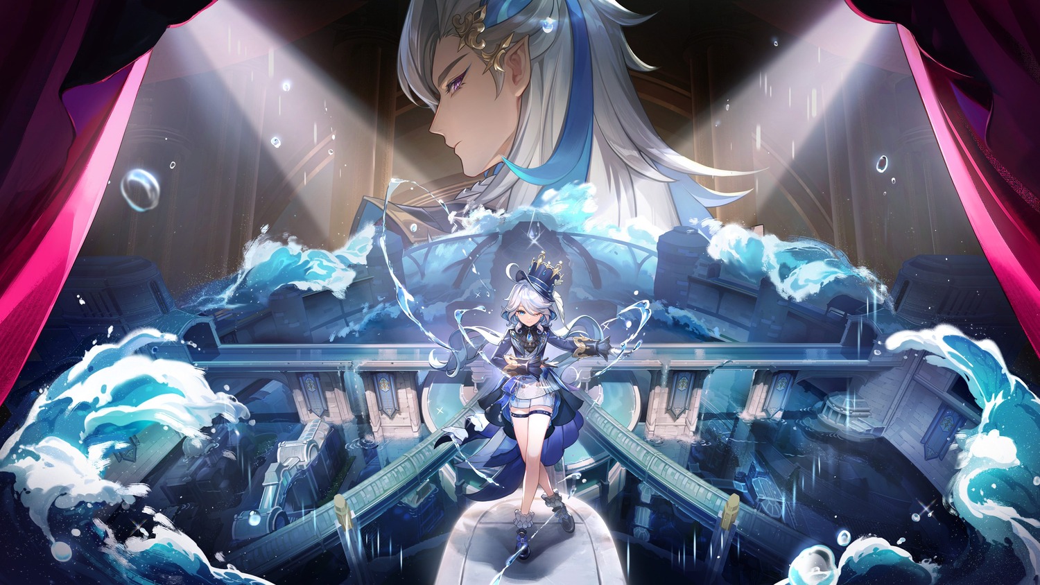 genshin impact furina neuvillette garter tagme wallpaper