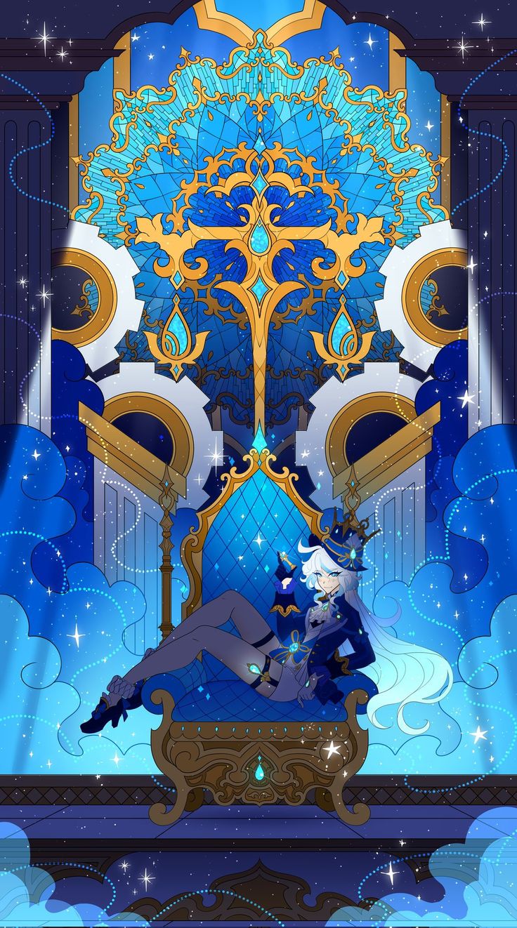 Furina genshin impact. Blue gemstones, Blue ribbon, Impact