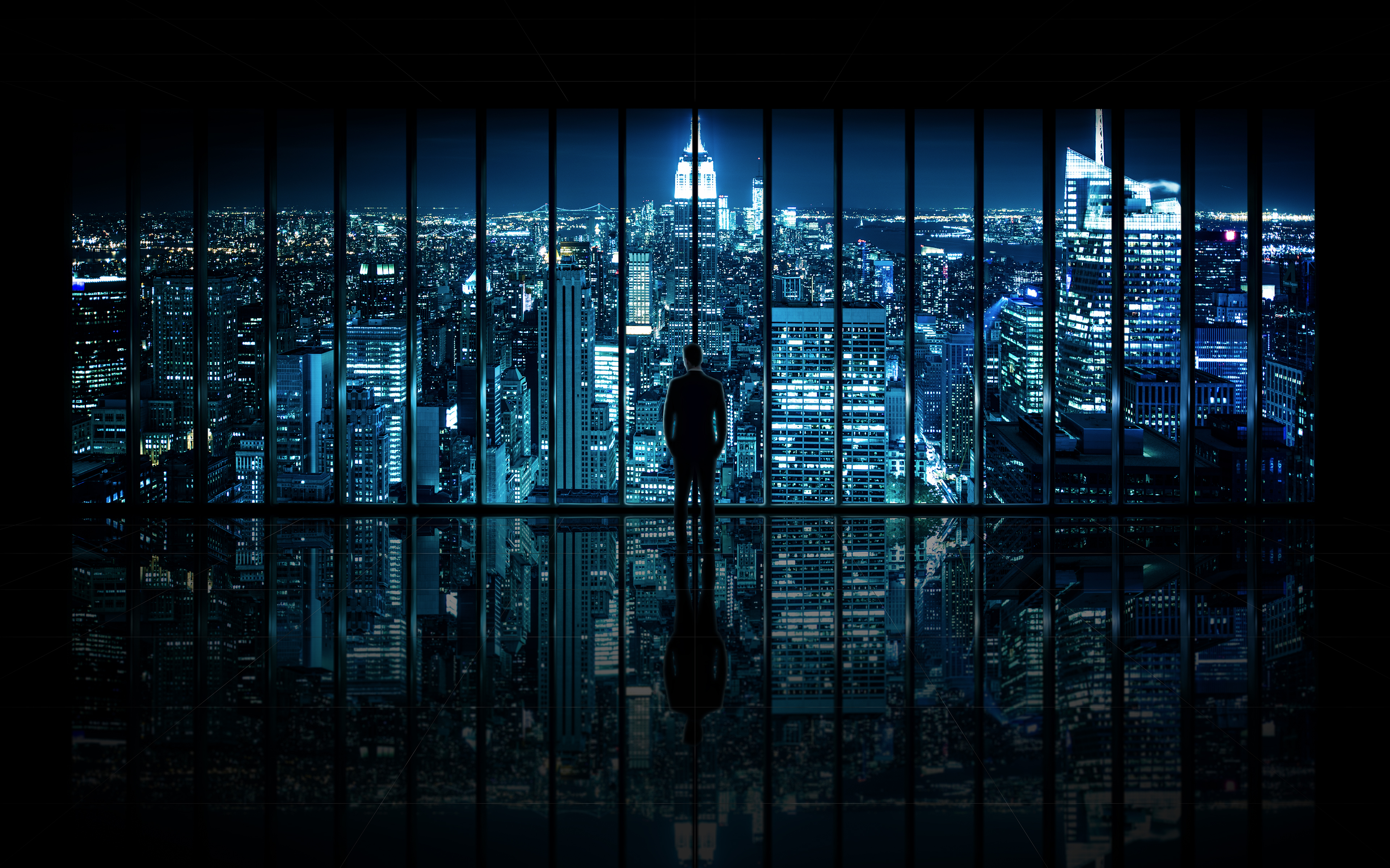 Gotham Wallpaper 4K, Cityscape, City lights, Standing