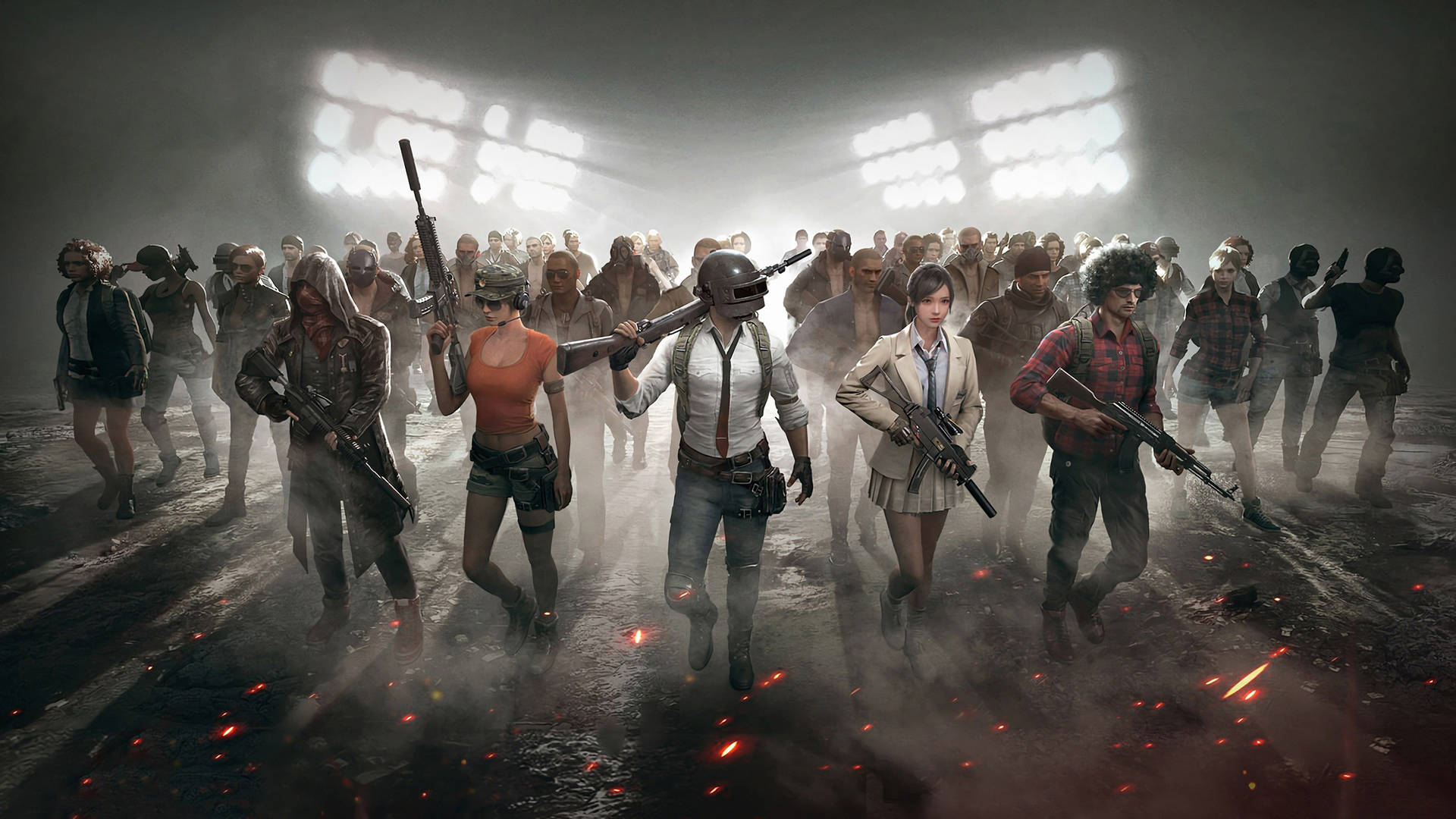 Download Playerunknown's Battlegrounds Squad In Warehouse Wallpaper