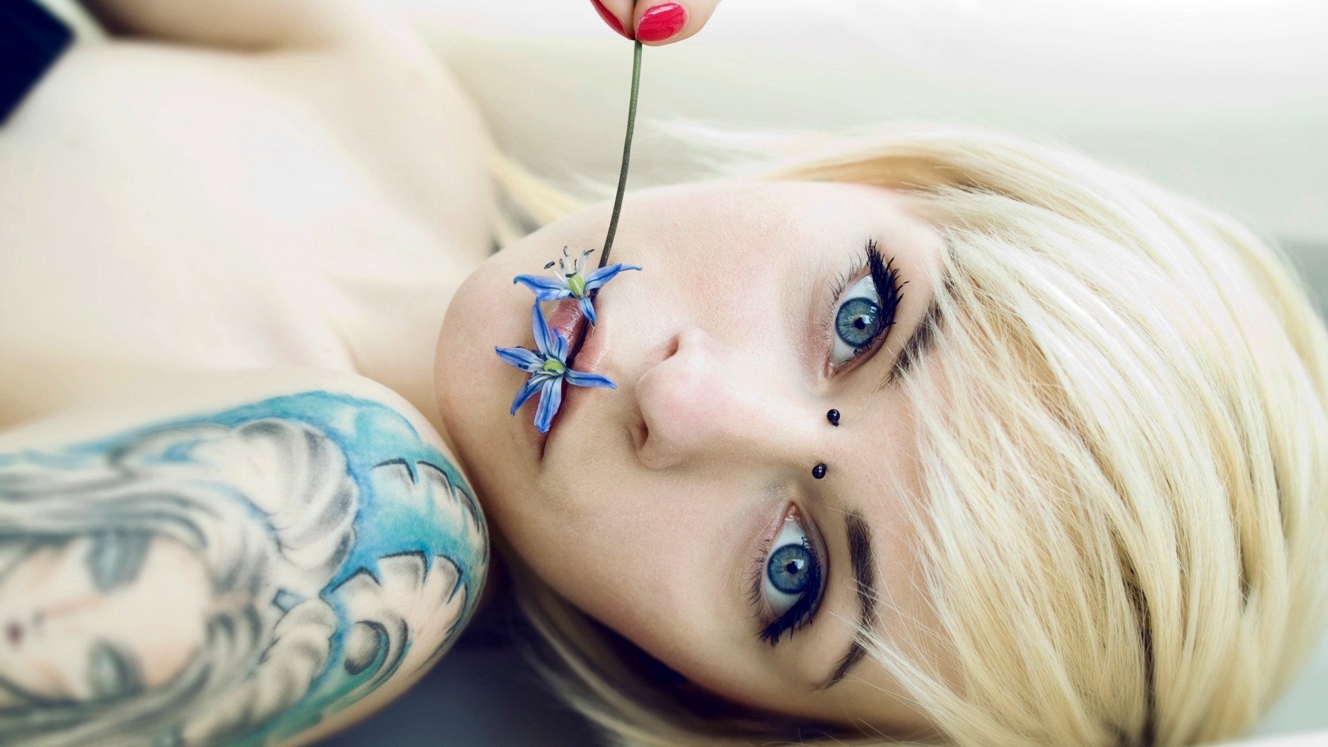 Cute Girl Tattoo tattoos women blonde glam emo wallpaperx1080