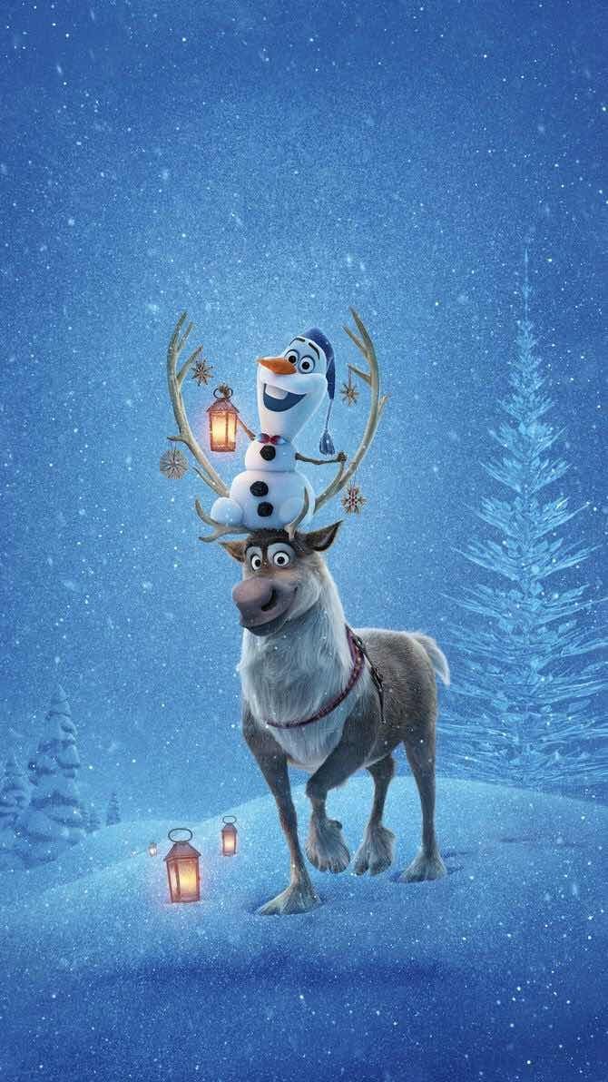 iPhone and Android Wallpaper: Olaf and Sven Frozen Wallpaper for iPhone and Androi. Wallpaper iphone christmas, Christmas wallpaper background, Frozen wallpaper