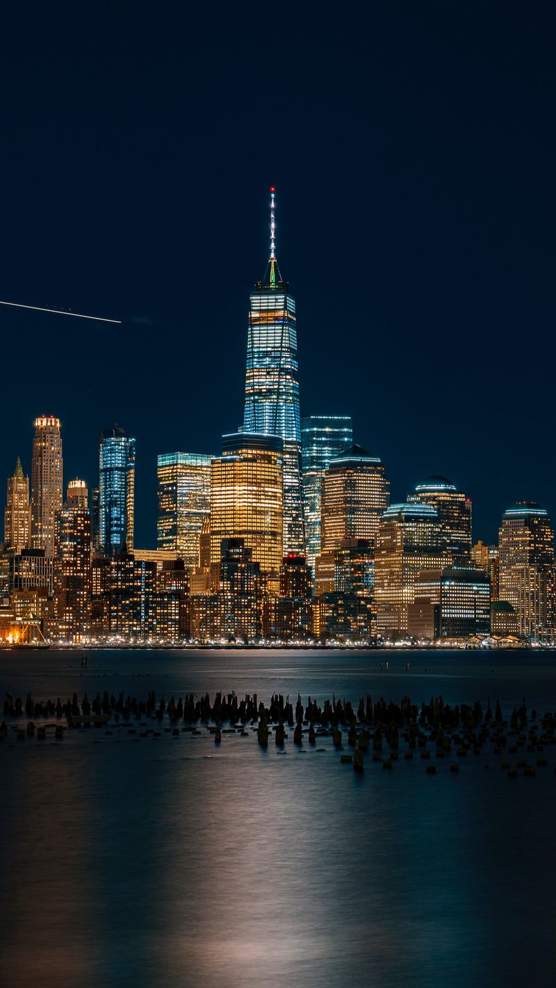 Download Wallpaper 800x1420 New York, Usa, Night City, Panorama, Skyscrapers, Beach Iphone Se 5s 5c 5 For Parallax HD Background