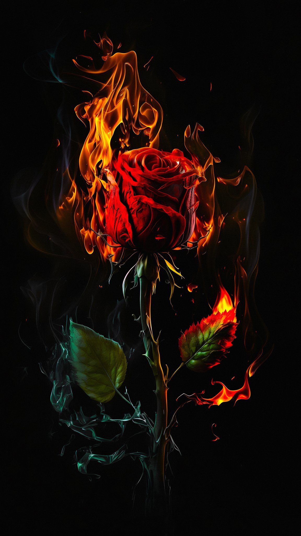 Wallpaper en X: 4k #wallpaper for your #smartphone #rose #flower #fire #Red