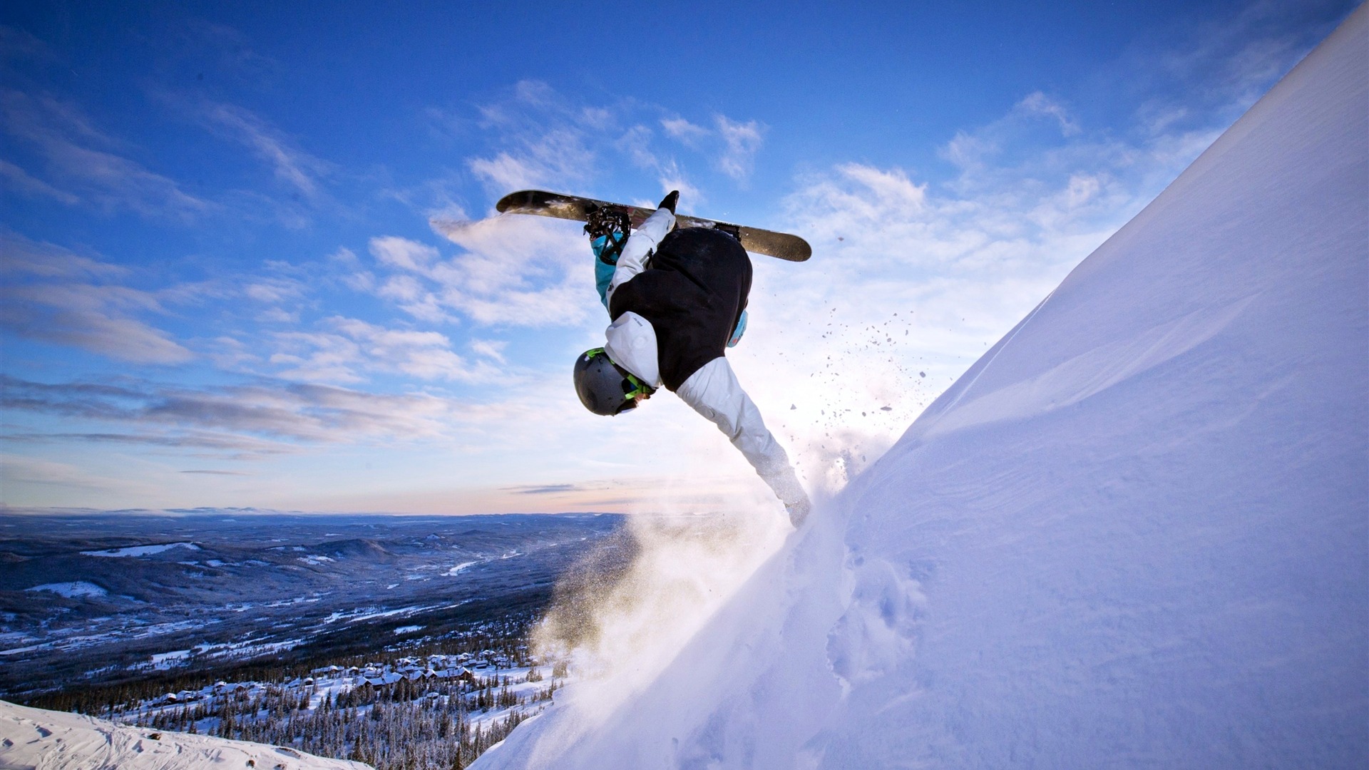 Extreme sport winter snowboarding blue sky