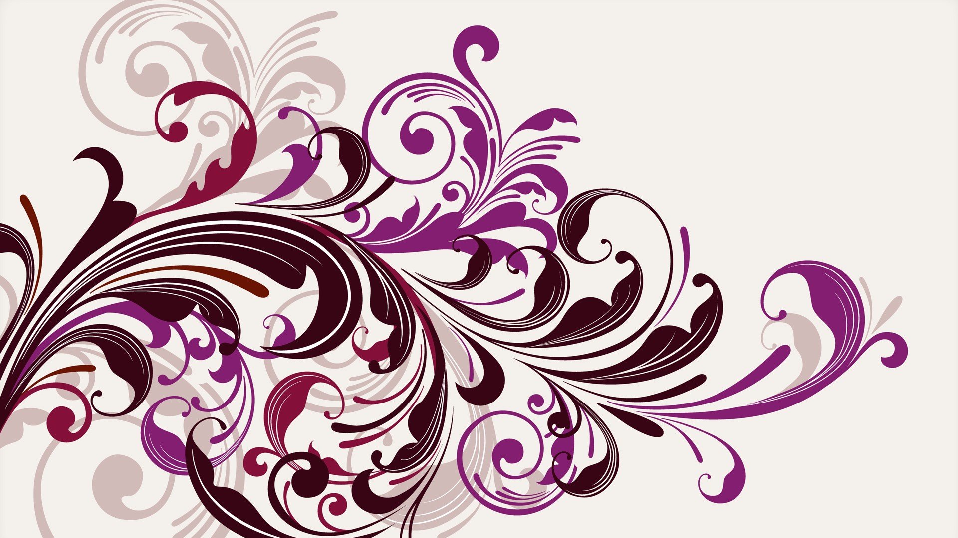 Purple vectors swirls floral graphics white background wallpaperx1080