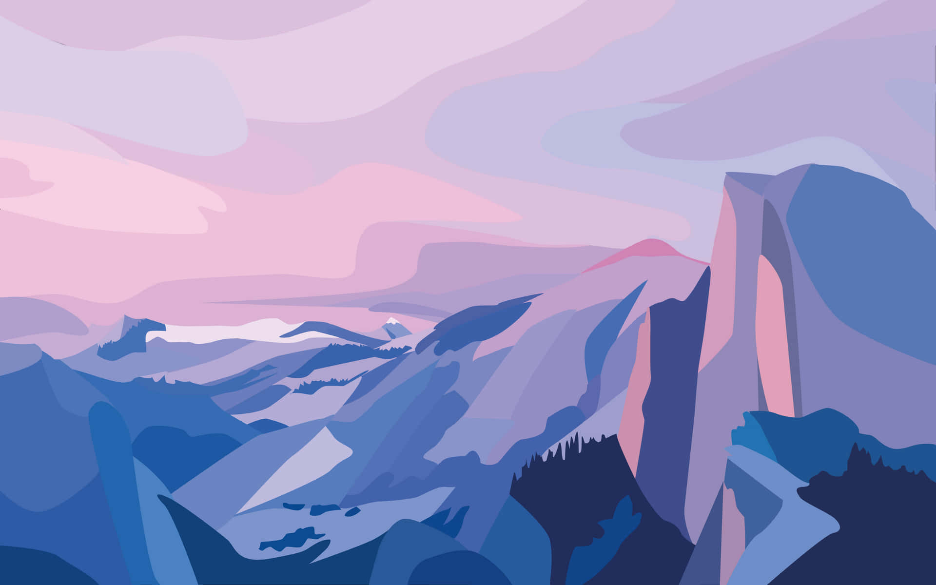 Download Minimalist Mountain Light Purple Vector Art Wallpaper