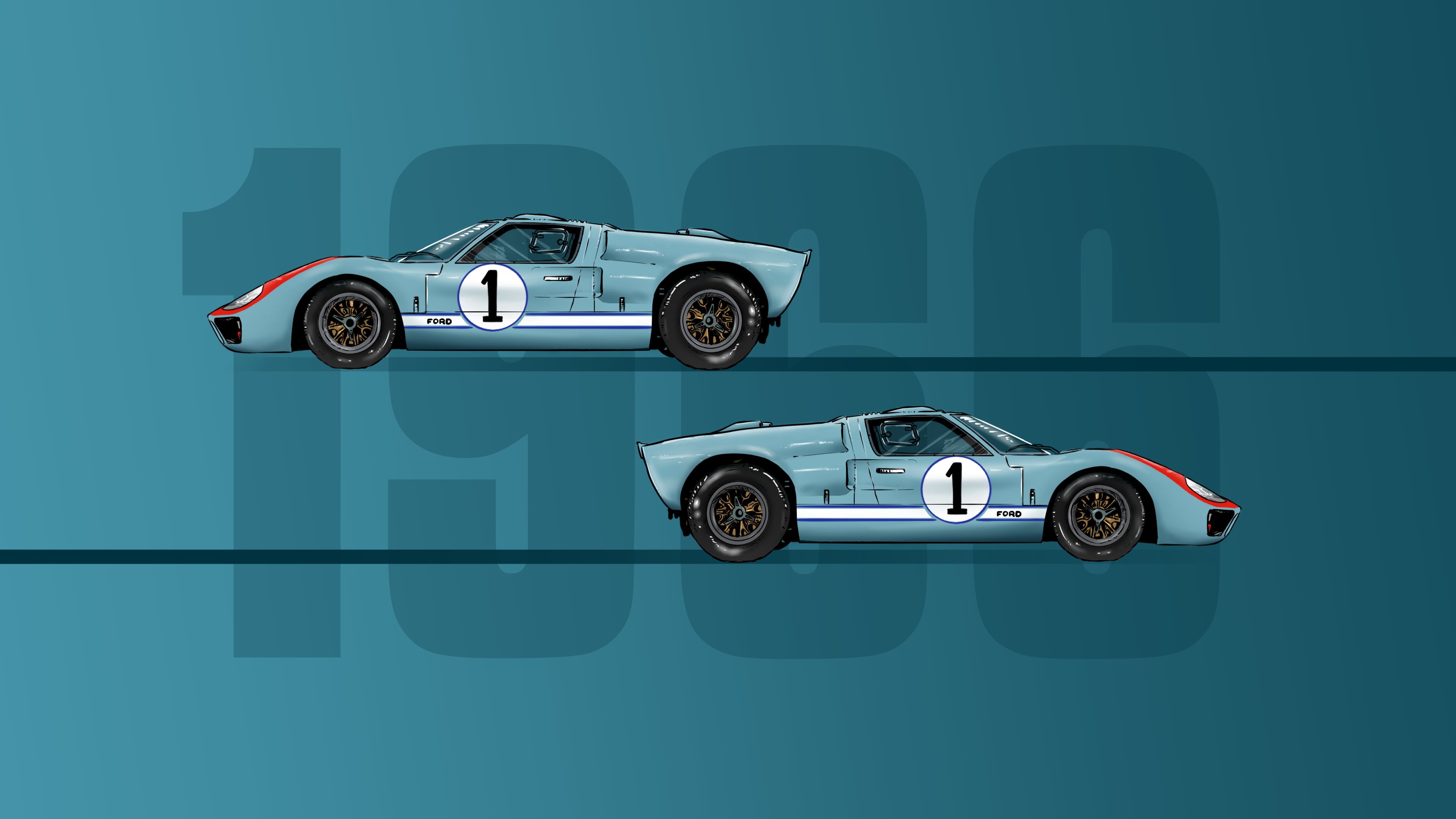 Le Mans Ford GT40 1966 - (3840 x 2160)