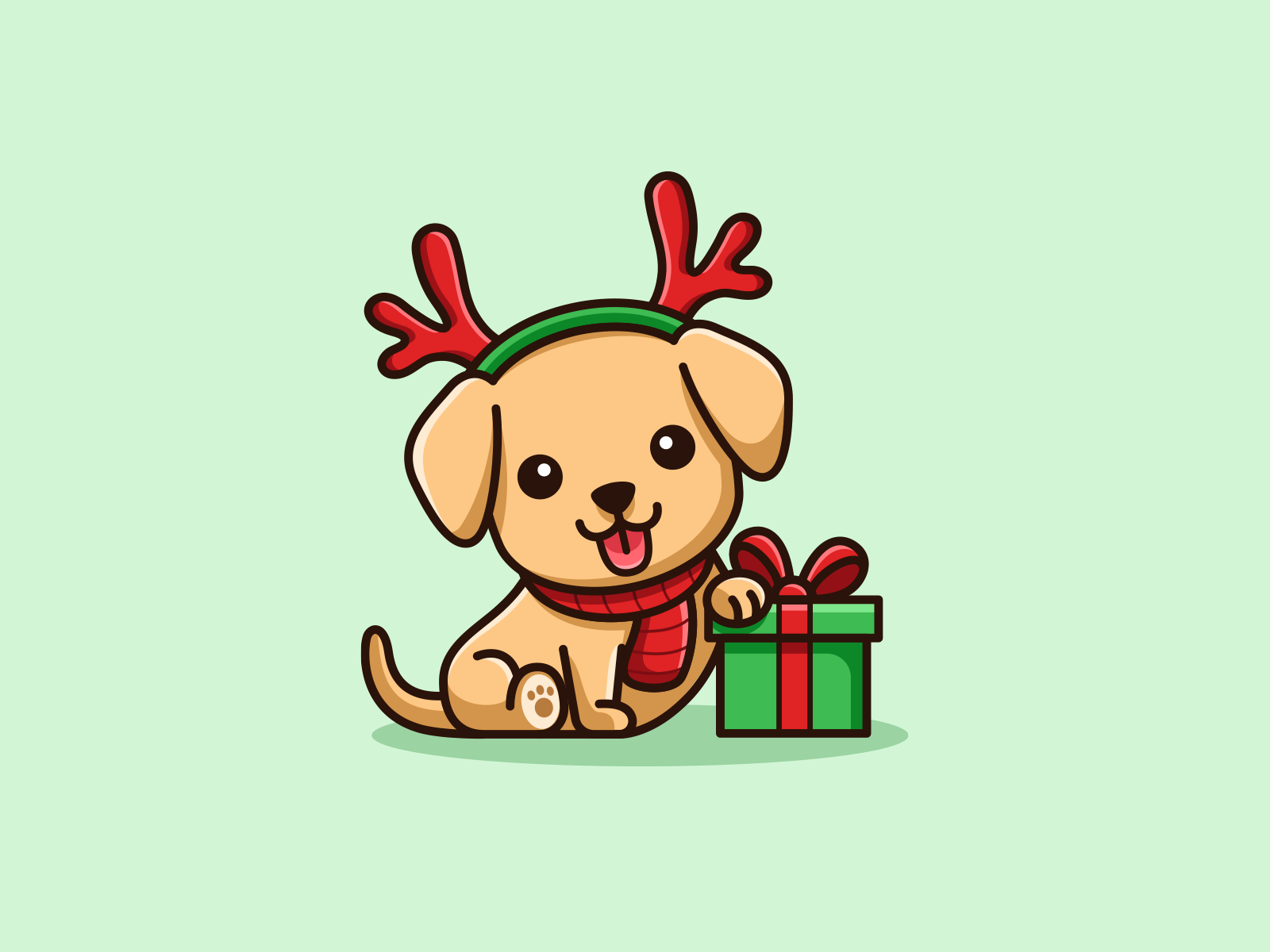 Christmas Puppy Cartoon Wallpapers - Wallpaper Cave