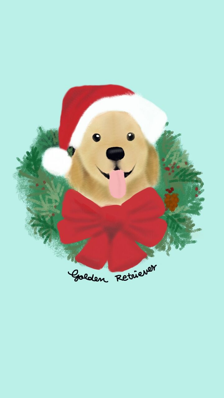 Digital dog drawing retriever x merry christmas. Christmas card art, Watercolor christmas cards, Dog christmas photo