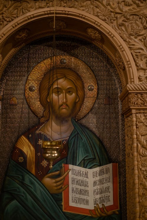 Orthodox Icon with Jesus and Holy Bible · Free