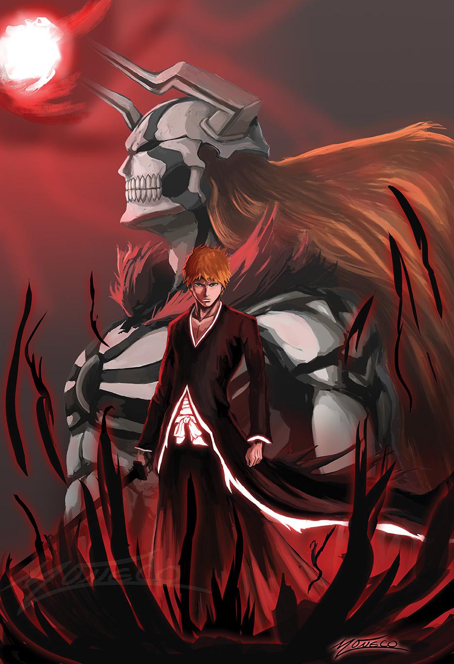 Ichigo and his Vasto Lorde Hollow form. Artwork