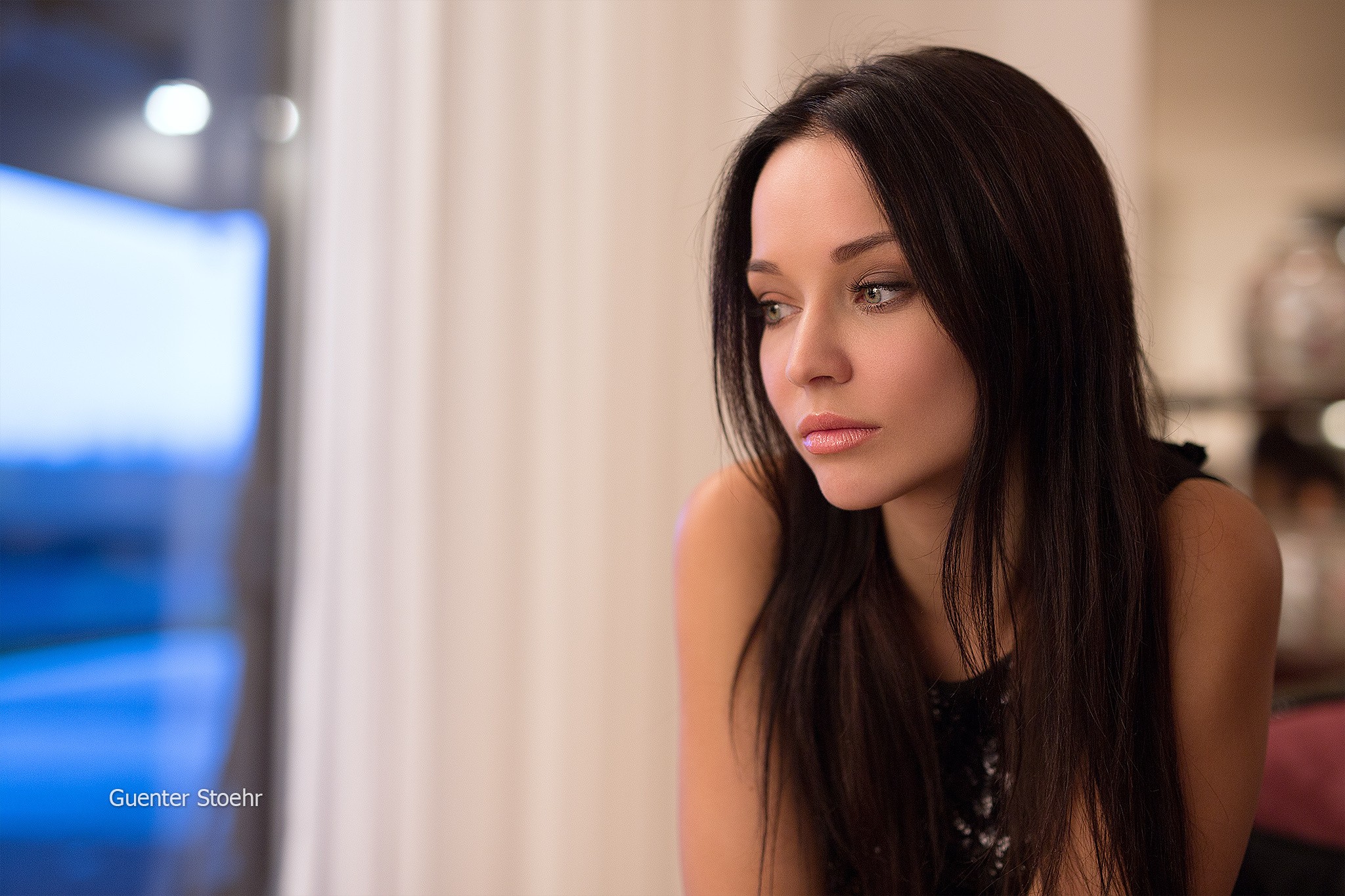 Guenter Stoehr, girl, looking away, Angelina Petrova, face, portrait (2048x1365px) on Wallls.com