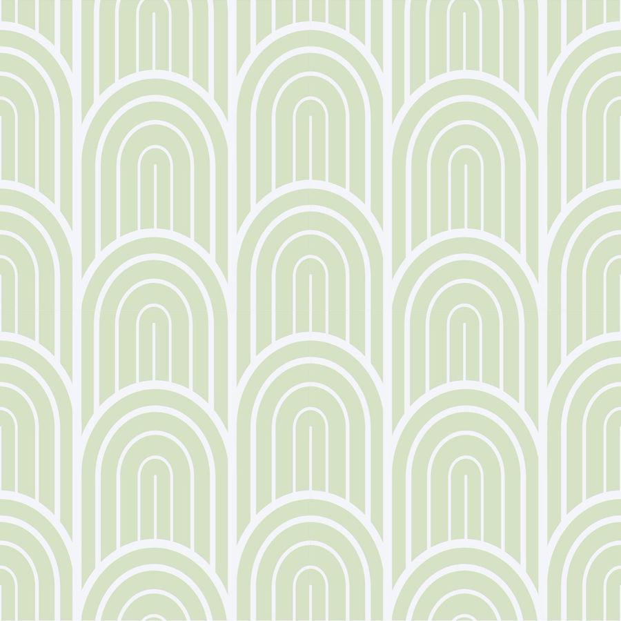 Sage Green Art Deco Wallpaper