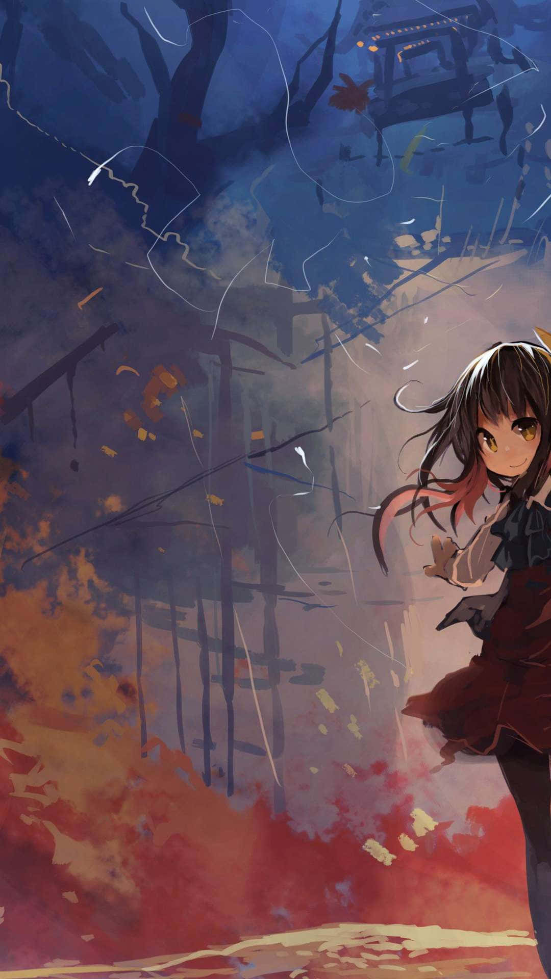 Download Fall Anime Young Girl Portrait Wallpaper