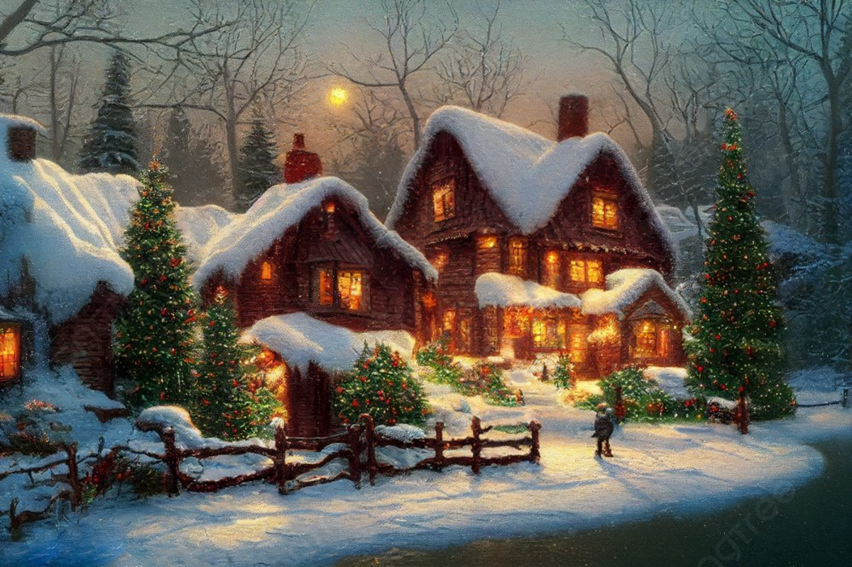 Cottage Decorated For Christmas Photo Background And Picture For Free Download