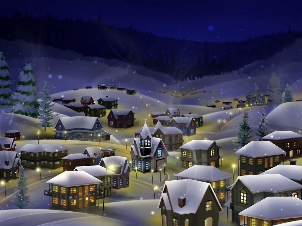 Snowy Christmas Night Wallpapers - Wallpaper Cave