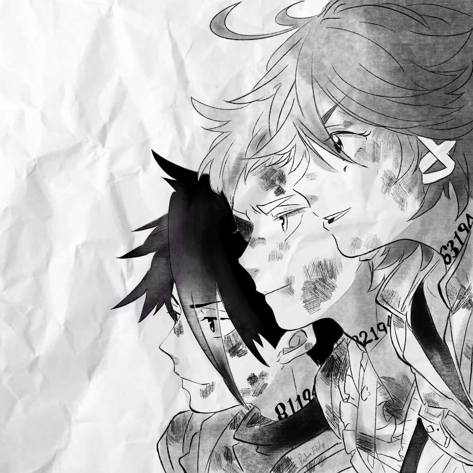 Download Emma Norman And Ray The Promised Neverland Sketch Wallpaper