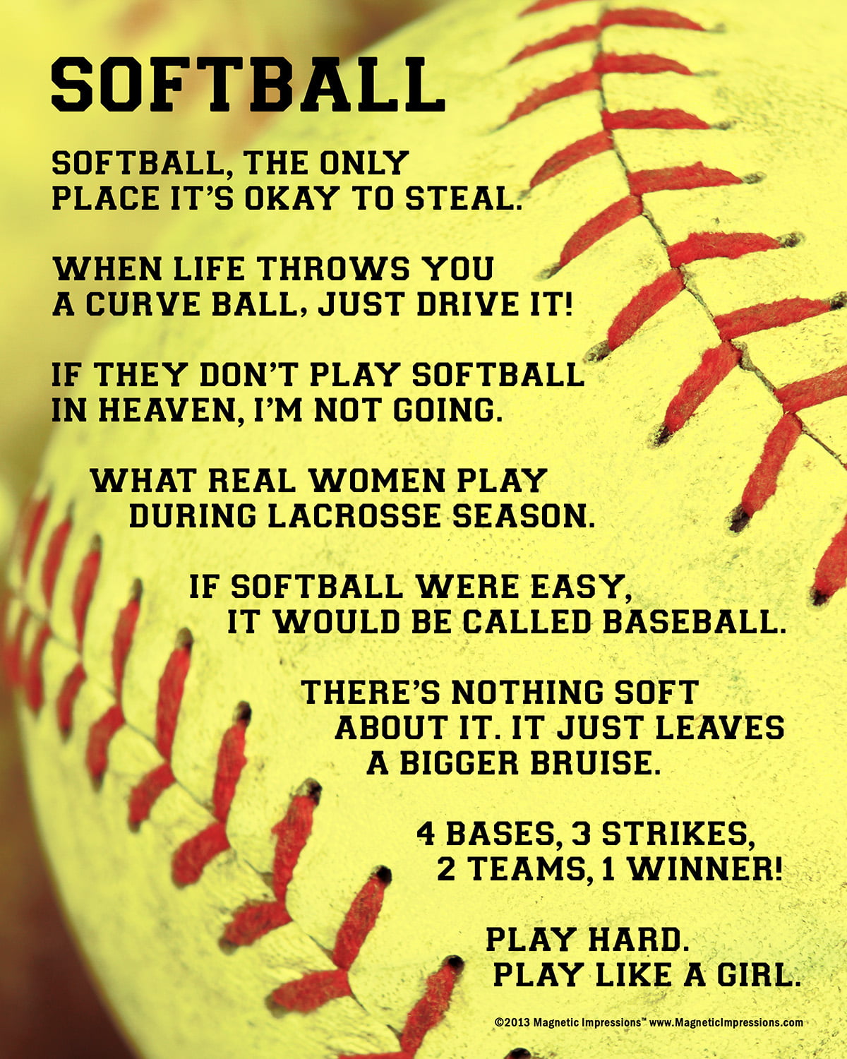 Unframed Softball Player Sayings 8 x