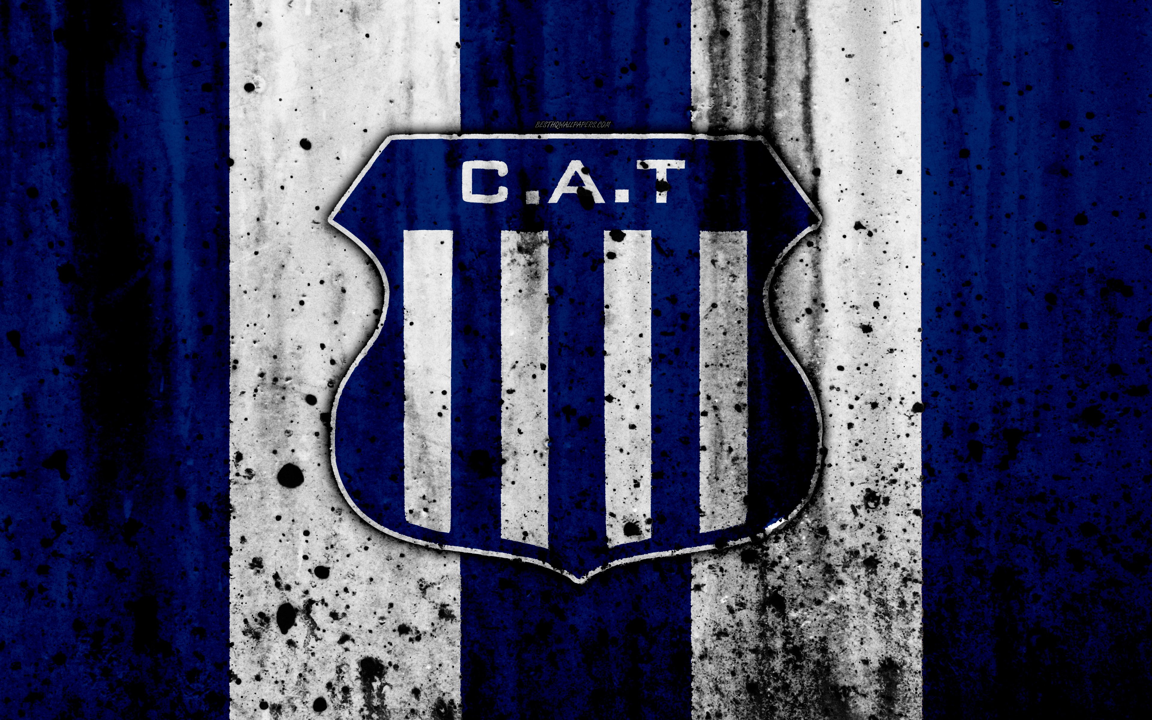 Download wallpaper 4k, FC Talleres, grunge, Superliga, soccer, Argentina, logo, Talleres Cordoba, football club, stone texture, Talleres FC for desktop with resolution 3840x2400. High Quality HD picture wallpaper