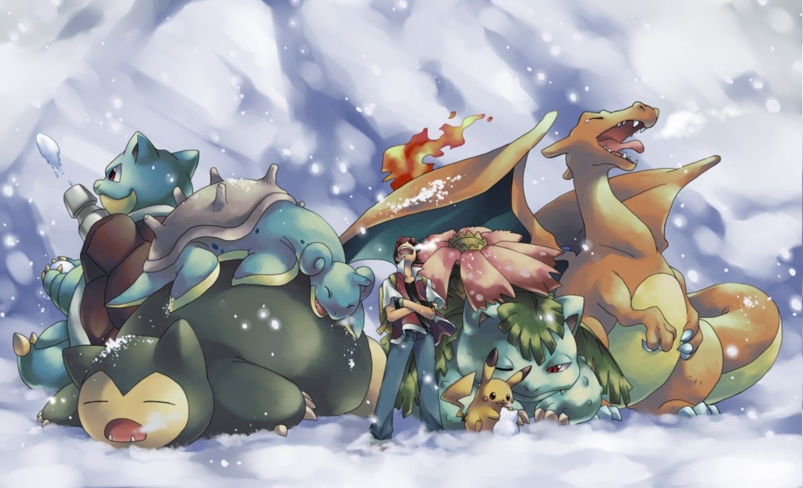 Ash Ketchum #Blastoise #Charizard digital art #Lapras #Pikachu #pokemon #Snorlax #snow #Venusaur P #wallpaper #hdwa. Pikachu wallpaper, Pokemon art, Charizard