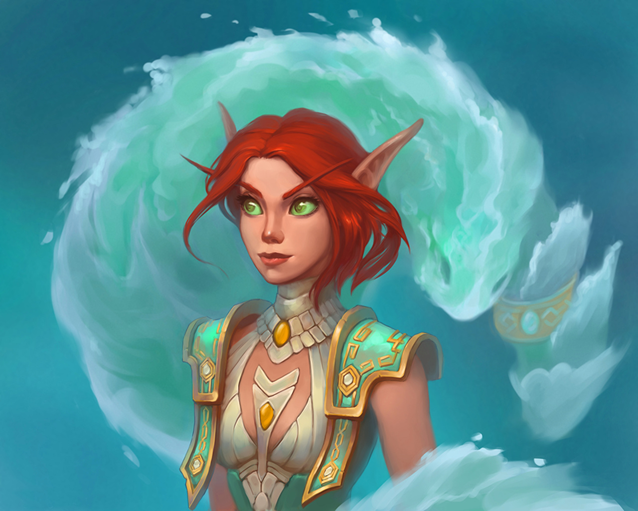 Desktop Wallpaper World of WarCraft Elves Redhead girl Blood elf