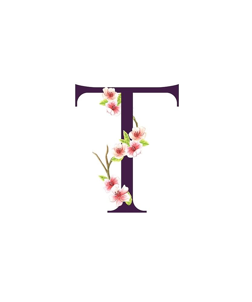 Monogram T Pretty Pink Cherry Blossoms by floralmonogram. Pretty in pink, T wallpaper, Cherry blossom