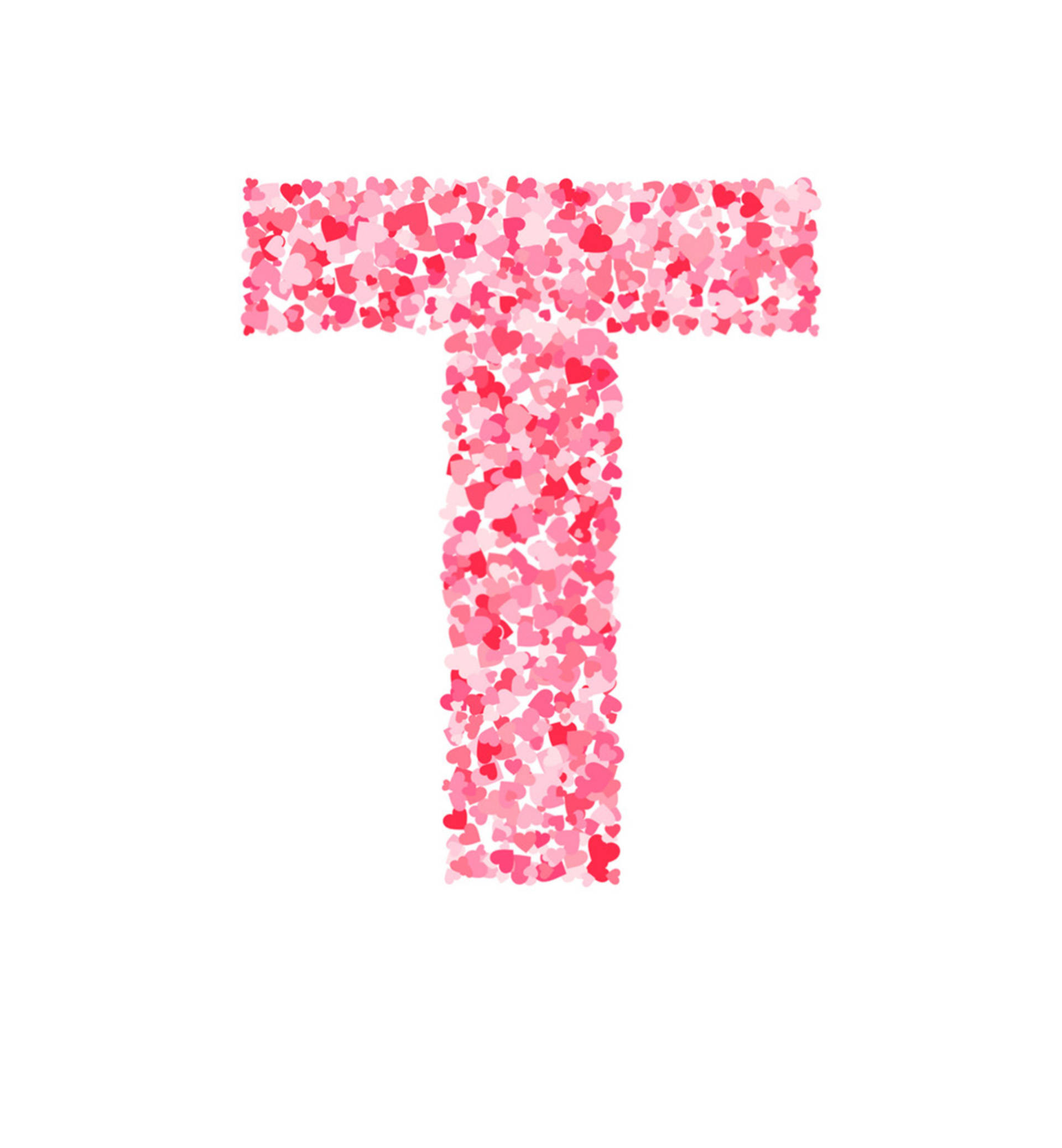 Download Letter T Heart Shapes Wallpaper