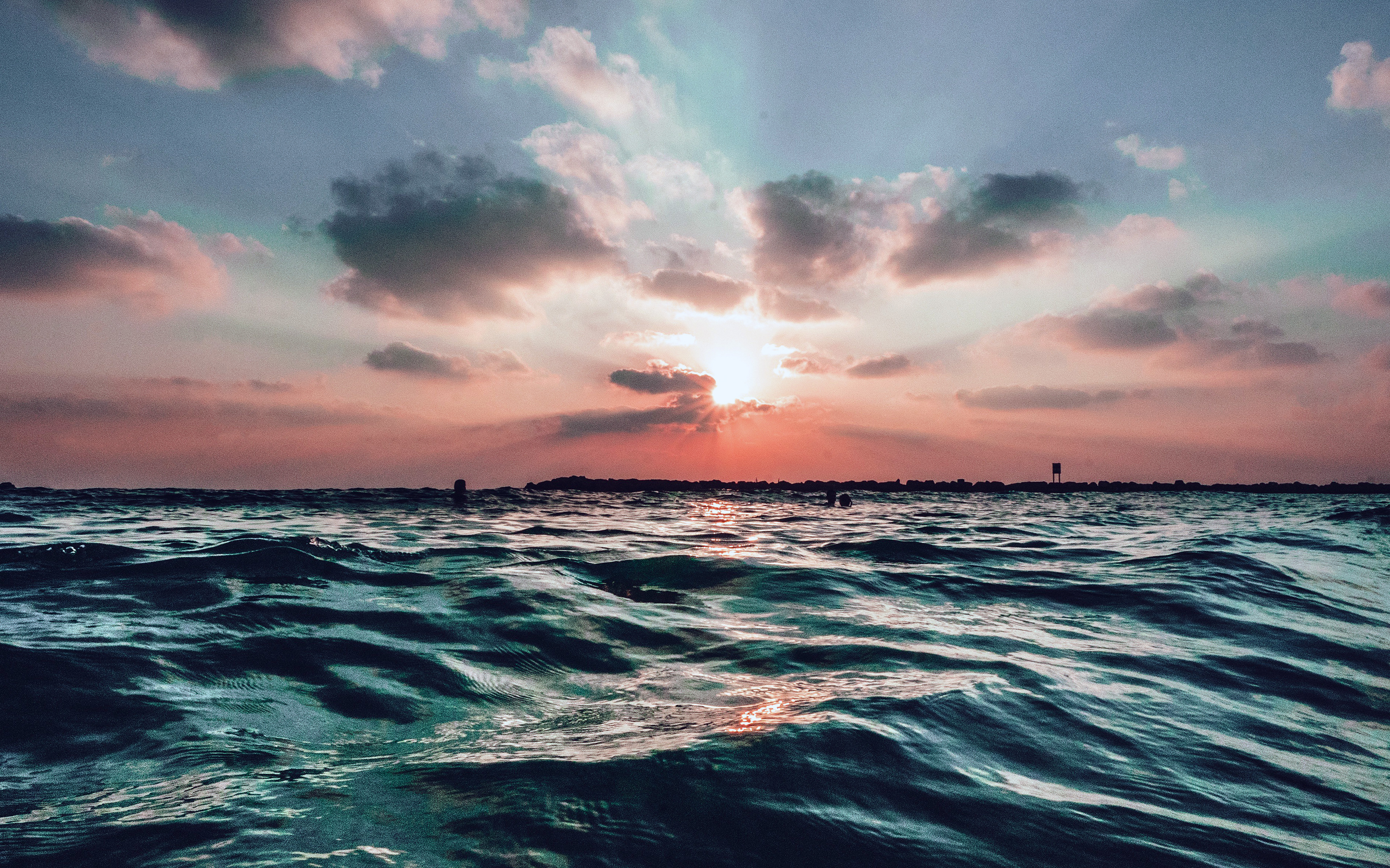 wallpaper for desktop, laptop. sunset sea sky ocean summer blue water nature