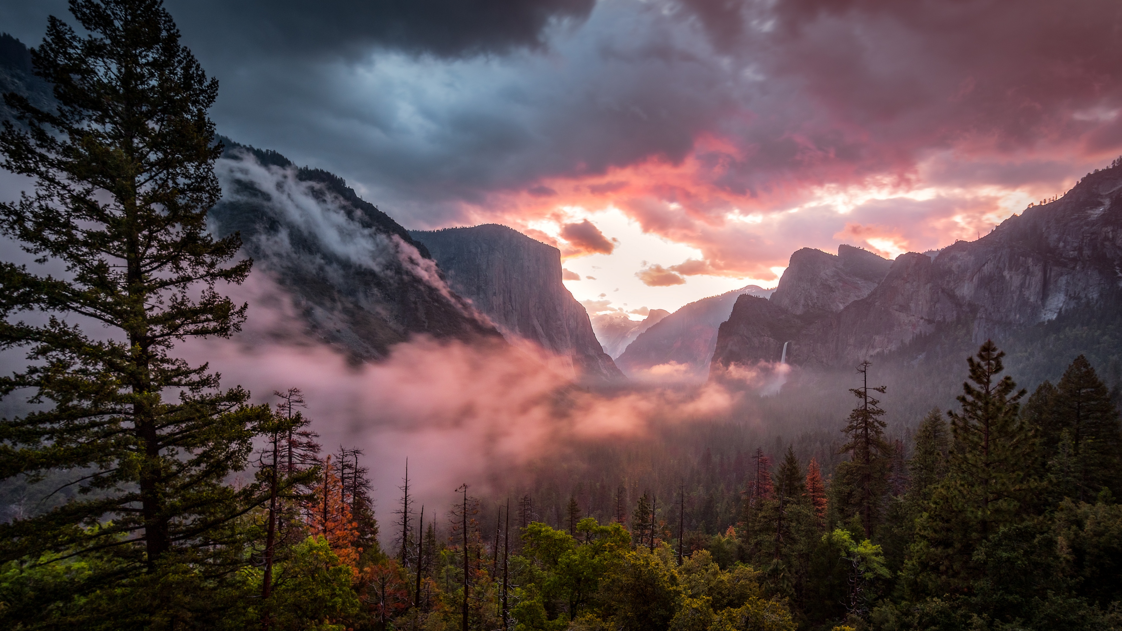Yosemite National Park Wallpaper 4K, Yosemite Valley, Misty