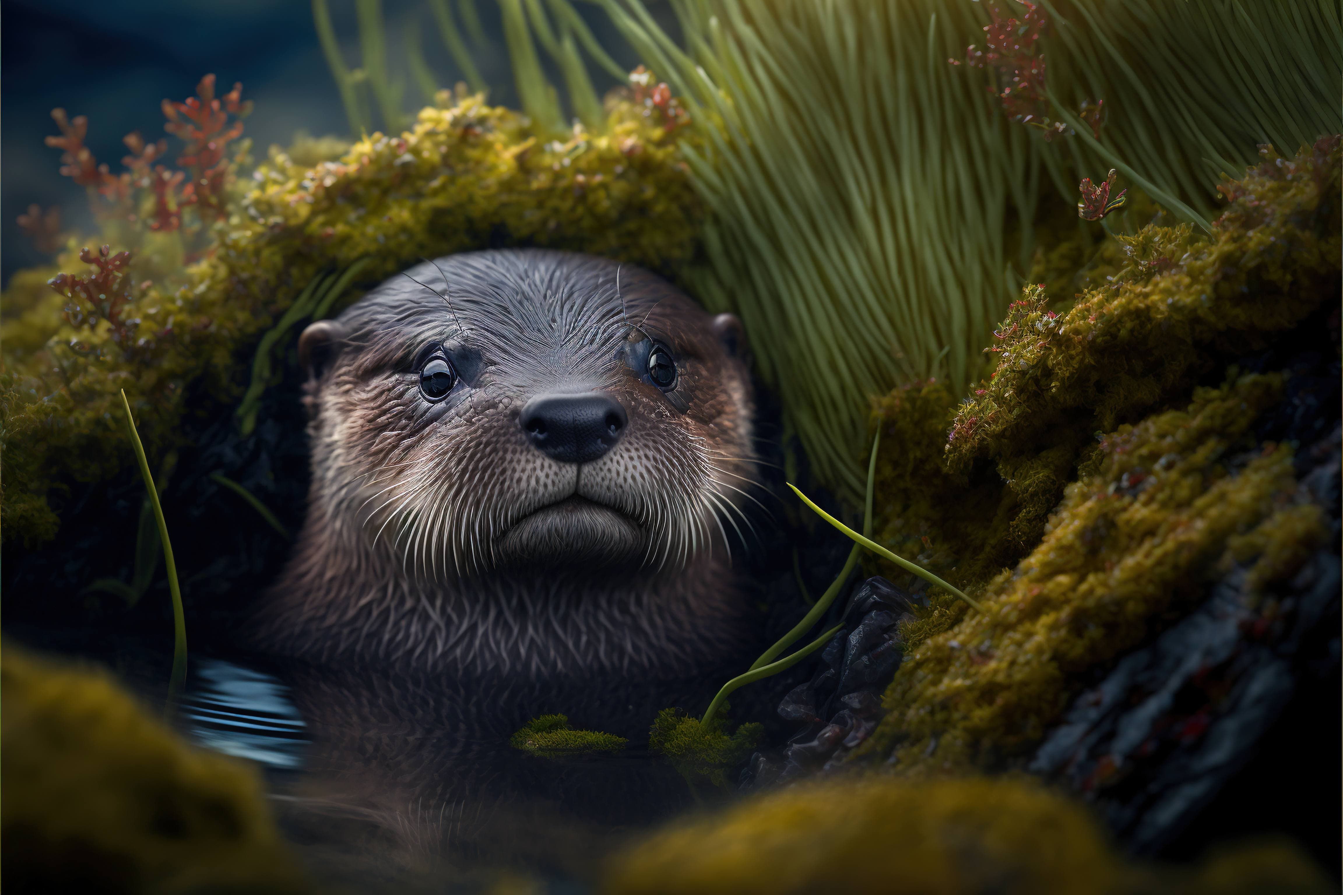 Wild otter with the most stunning appearance in all of nature