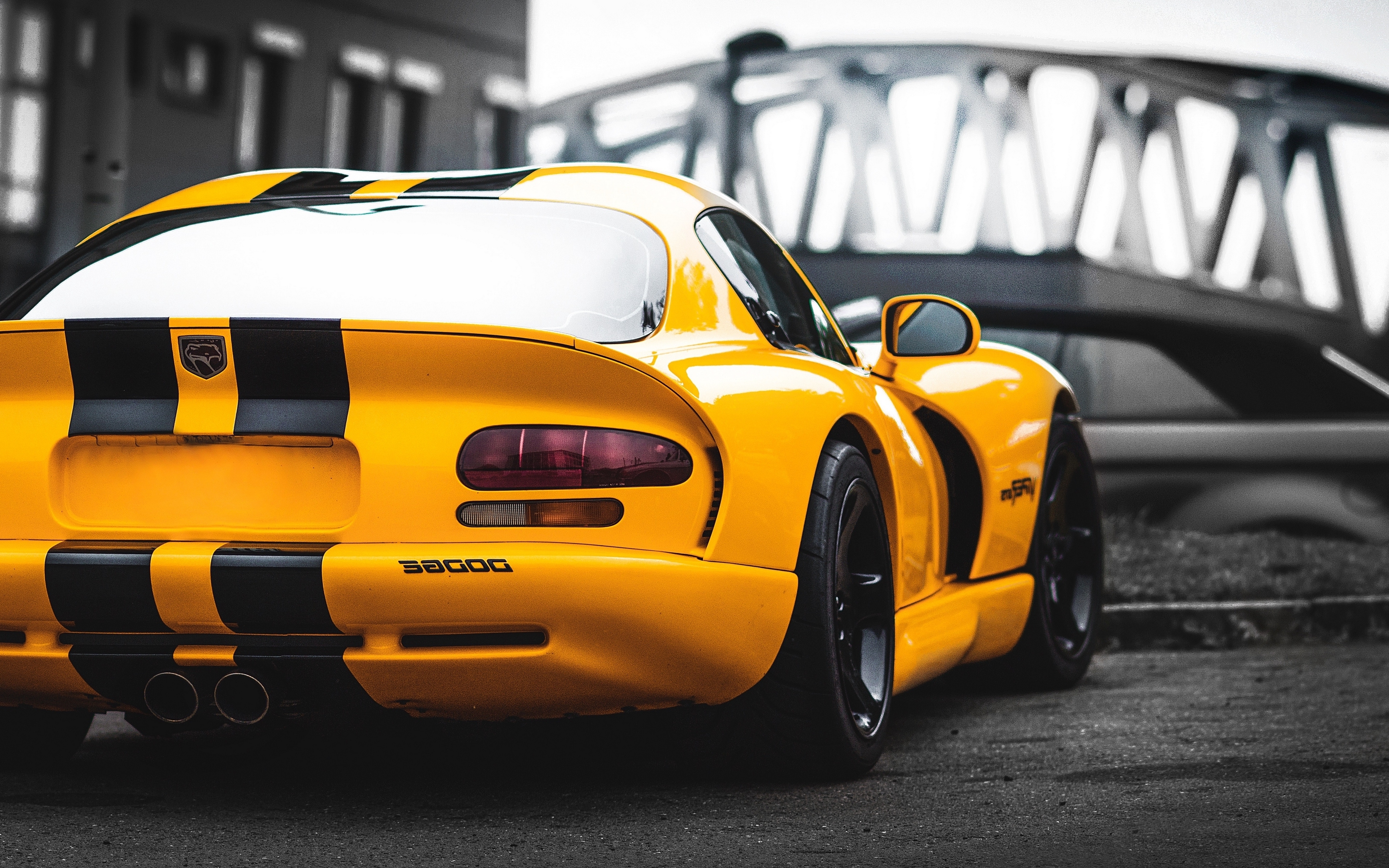 Wallpaper Muscle Cars, Back View, Dodge Viper, Yellow:3840x2400