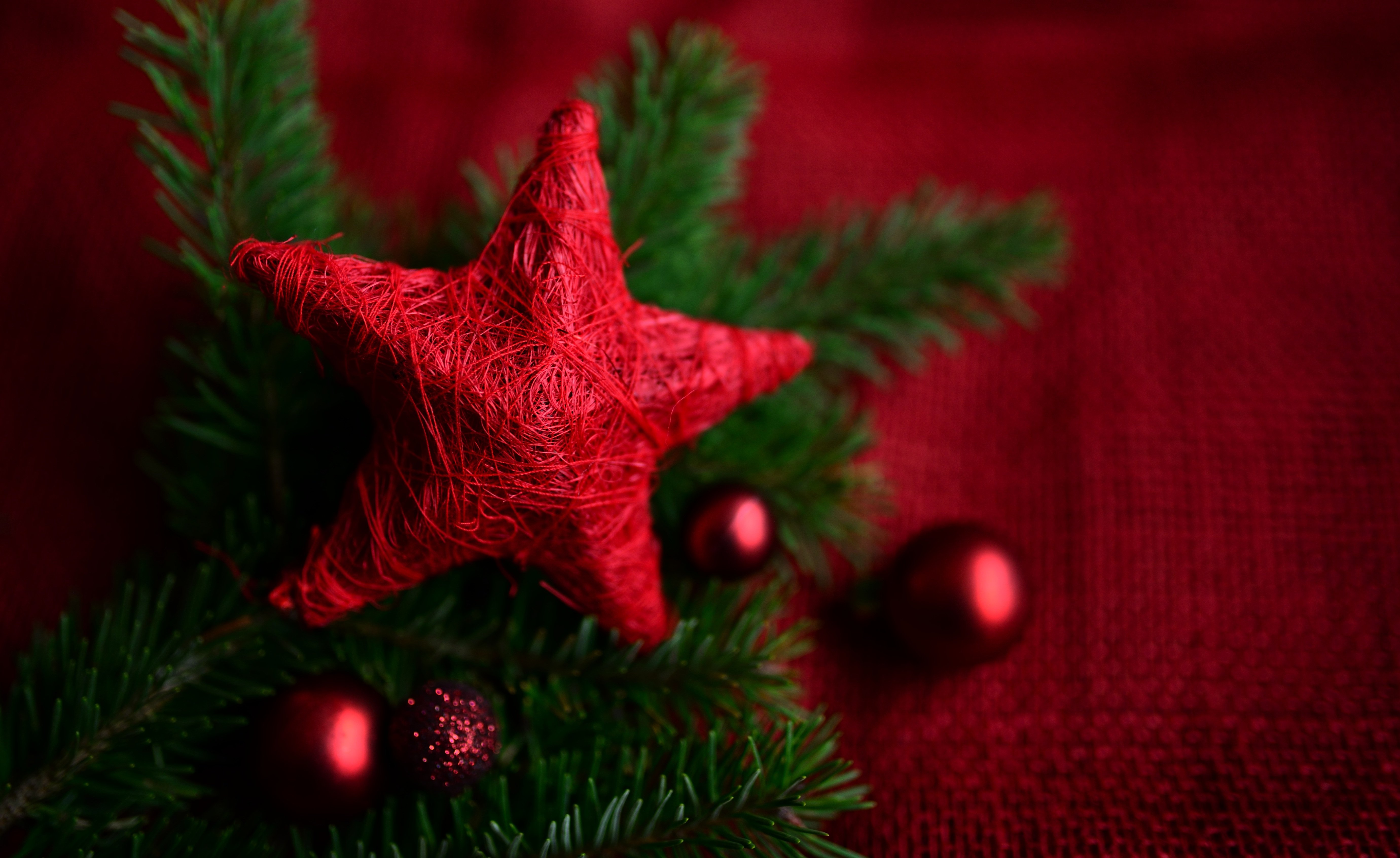Red Star Wallpaper 4K, Christmas decoration, Advent