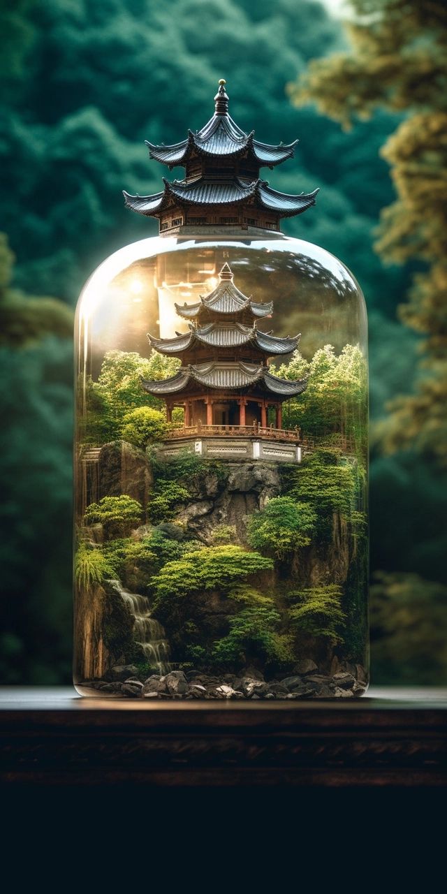 Chinese palace sealed in a glass jar wallpaper. Phone wallpaper, Wallpaper, Glass jars