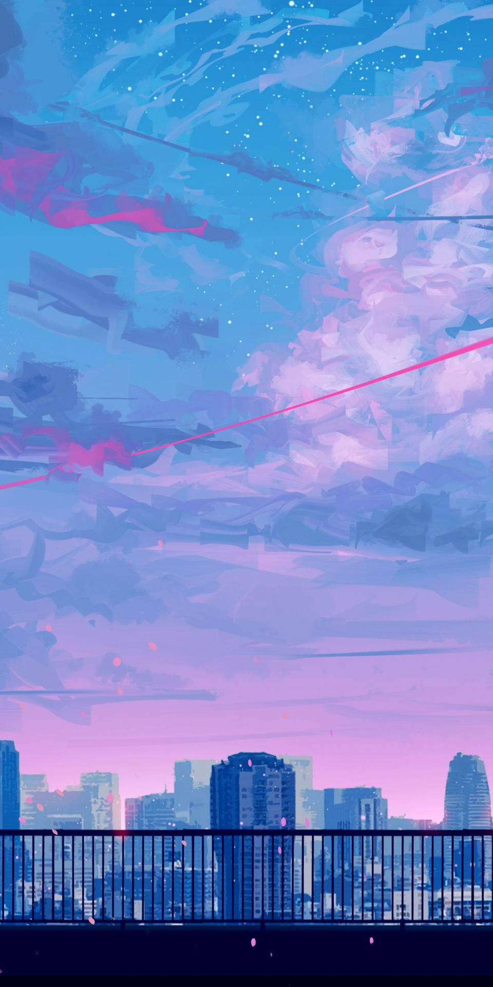Download Aesthetic Anime Phone City View From Railing Wallpaper