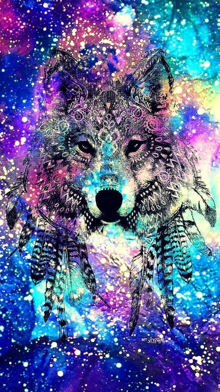 Blue Wolf iPhone Wallpaper #Blue #Wolf #iPhone #Wallpaper. Cute galaxy wallpaper, Galaxy wolf, Wolf wallpaper