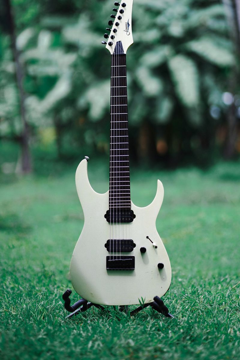 Download Wallpaper 800x1200 Electric Guitar, Guitar, Musical Instrument, White, Grasses Iphone 4s 4 For Parallax HD Background