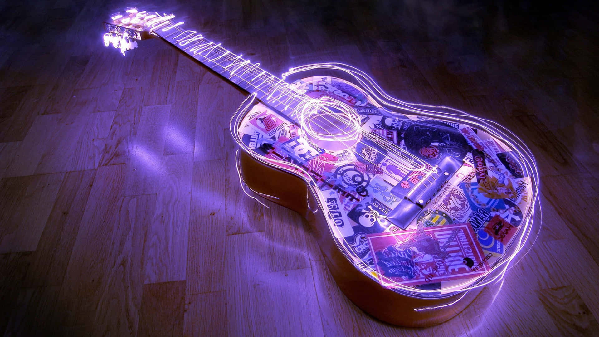 Download Guitar Aesthetic Purple Neon Art Wallpaper