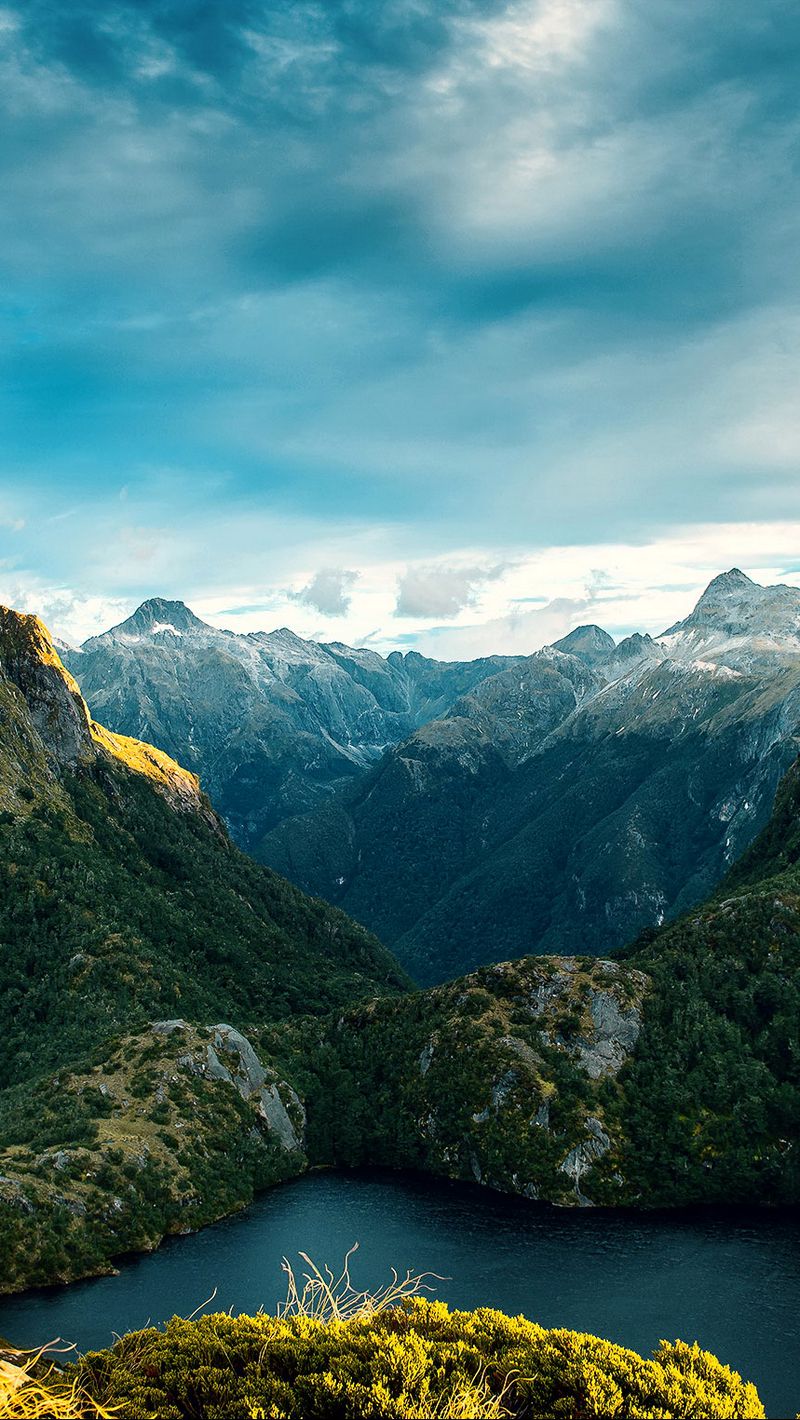 Download Wallpaper 800x1420 New Zealand Fiordland National Park, Mountains, Lake Iphone Se 5s 5c 5 For Parallax HD Background