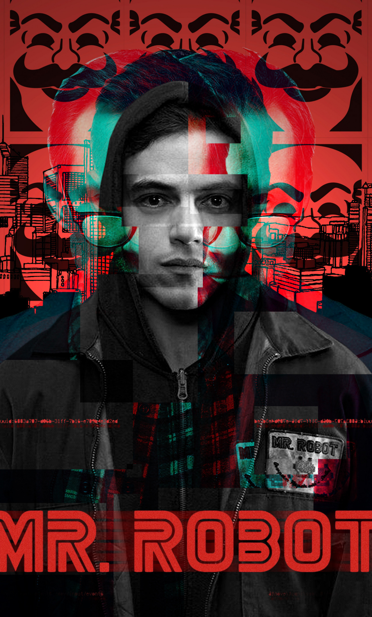 Download wallpaper 1280x2120 mr. robot, glitch art, tv series, iphone 6 plus, 1280x2120 HD background, 1691