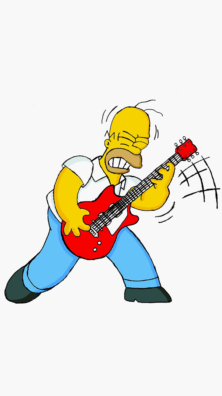 iPhone 6 wallpaper. homer simpson guitar cartoon illustration art