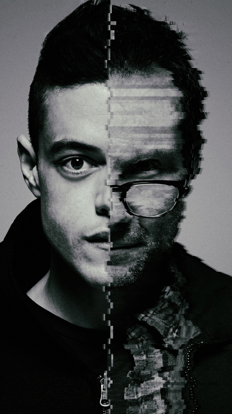 Download Wallpaper 750x1334 Mr. Robot, Face Off, Monochrome, Glitch, Tv Show, Iphone 7, Iphone 8, 750x1334 HD Background, 4044
