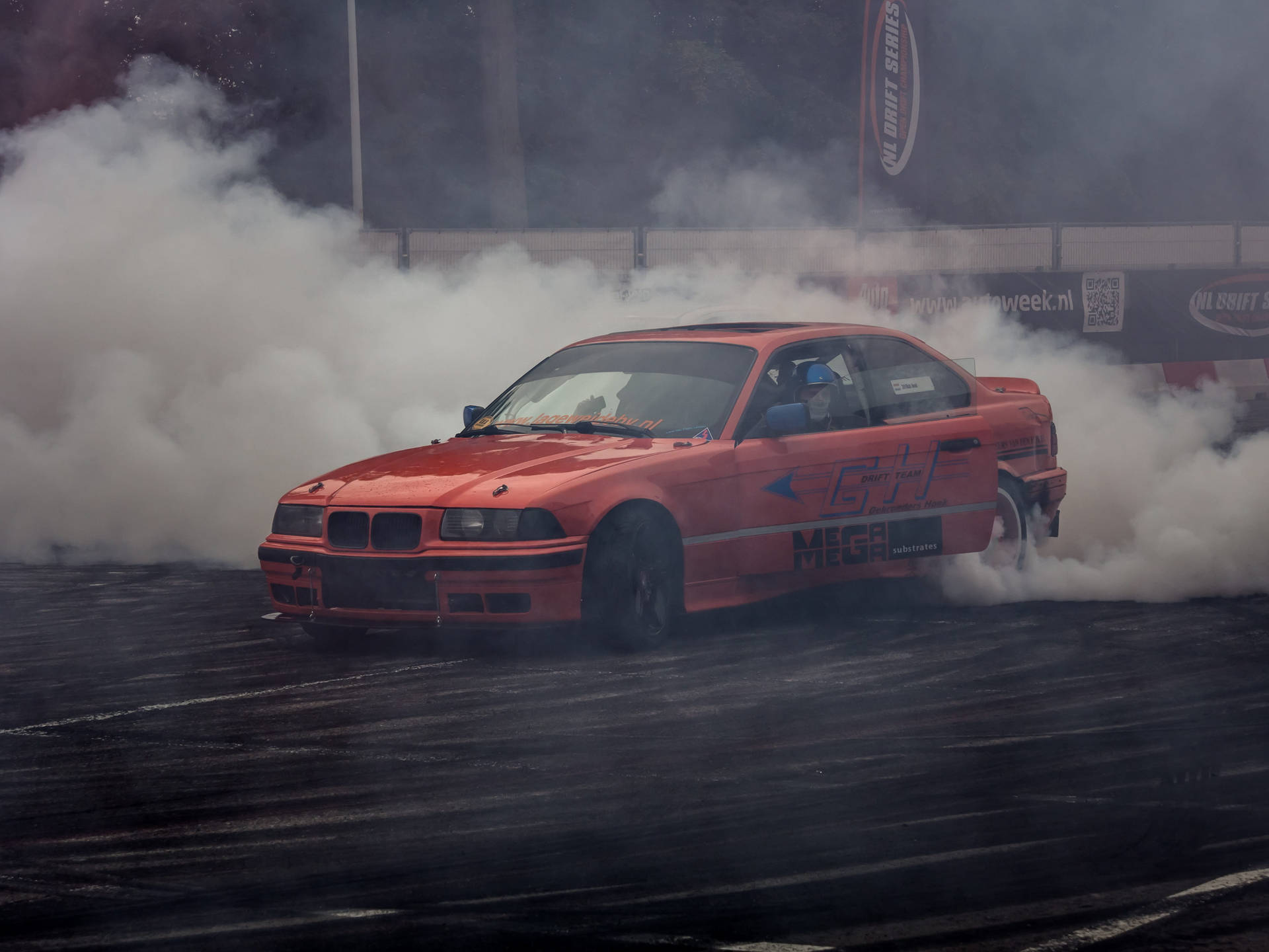 Download Orange BMW E36 Drift Cars Wallpaper