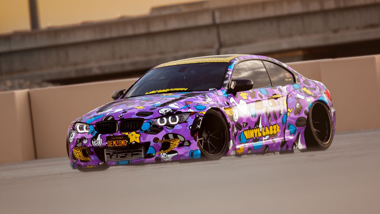 Wallpaper bmw, car, drift, track, purple hd, picture, image