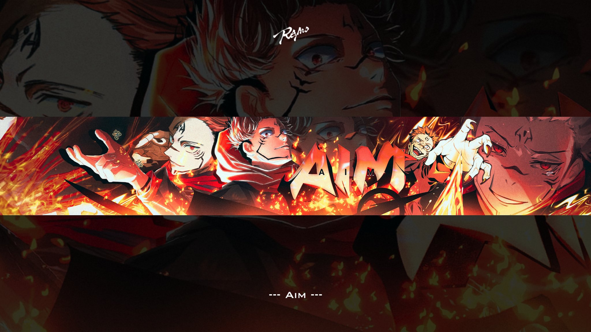 remo ✧ Work // Aim ✍️ [ Sukuna ( Jujutsu Kaisen ) themed YouTube Banner ] Support means a lot! ♥️+♻️ Need a Banner ? COMMISSIONS are OPEN!! DM