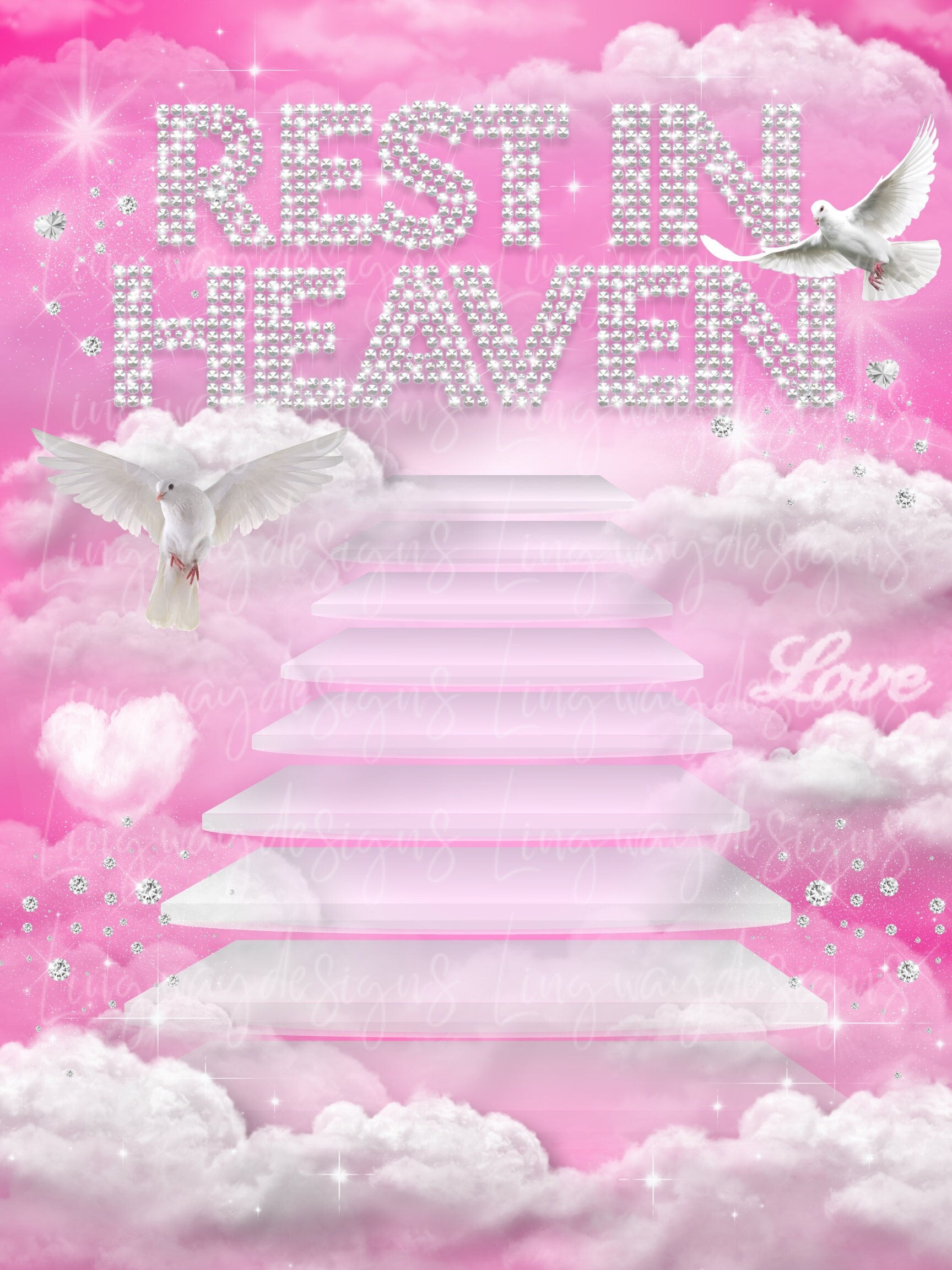 Pink Sky Shine Rest in Heaven Angel Memorial Instant Download