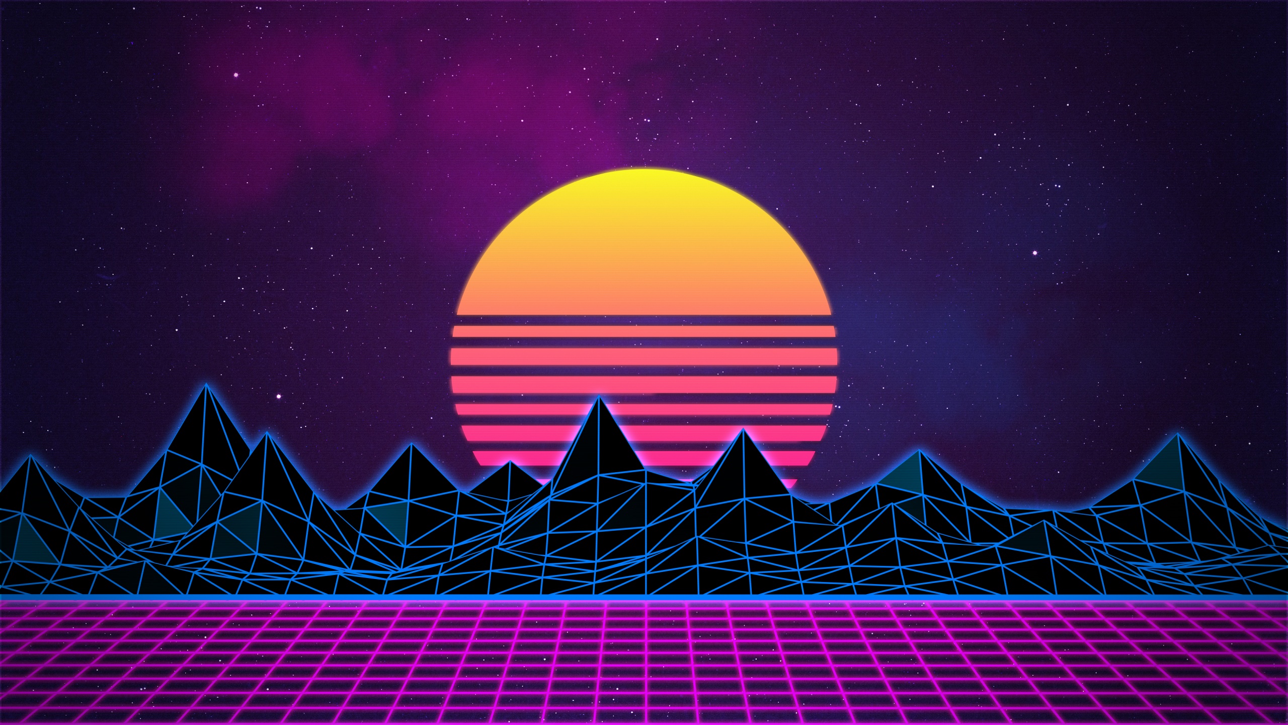 Retrowave Wallpaper 4K, Synthwave, Vaporwave, Digital Art