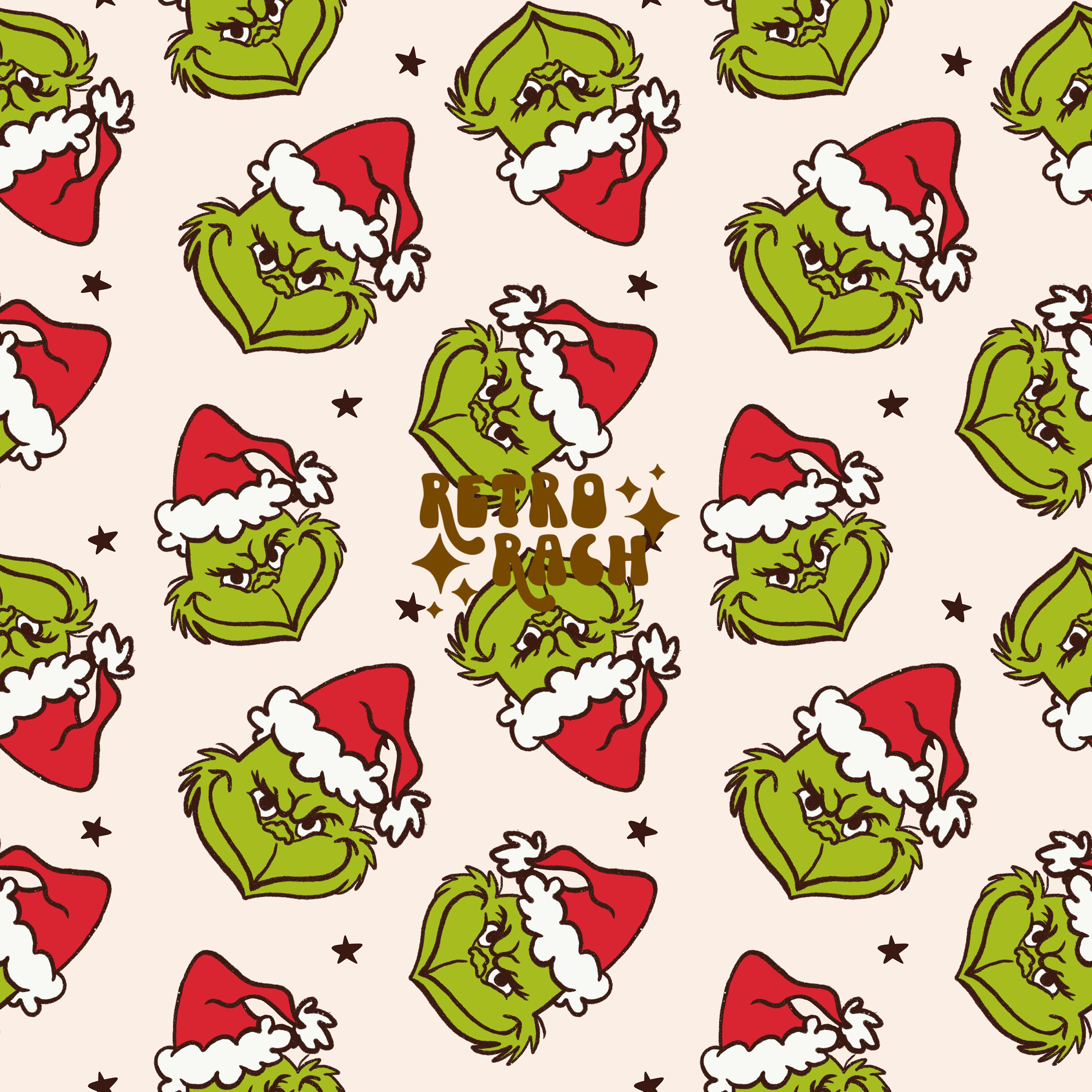 Grinch Christmas Seamless Repeating Pattern Retro Holiday